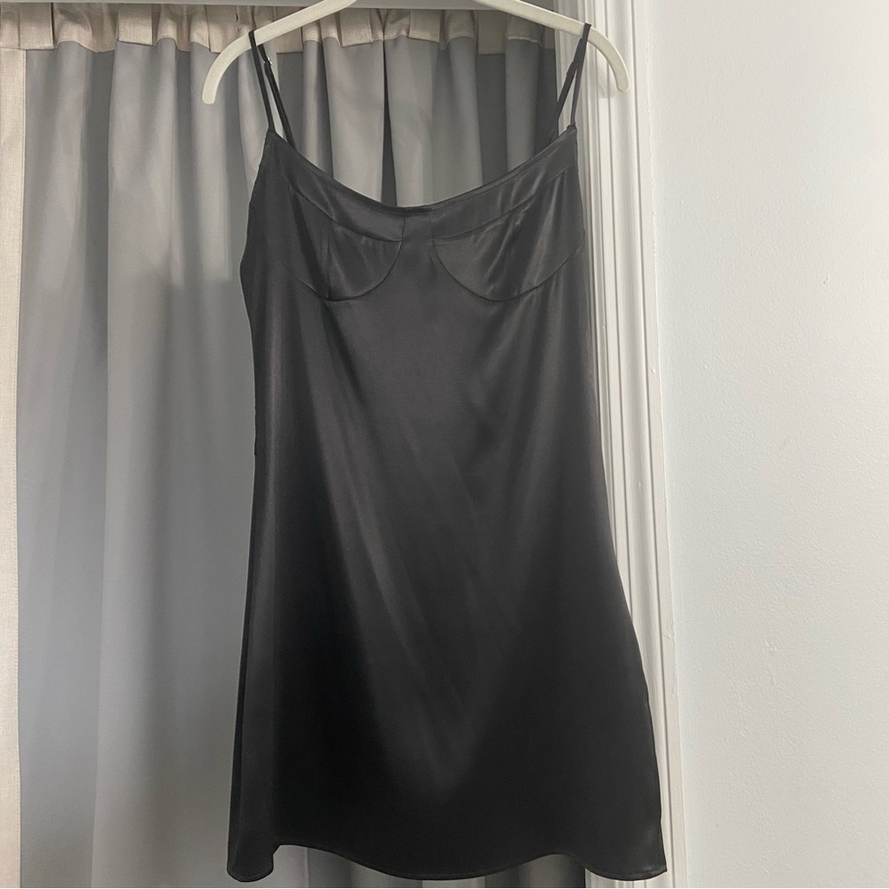 VICTORIA’S SECRET Black Satin Lace Mini Slip Dress Medium - Picture 1 of 6